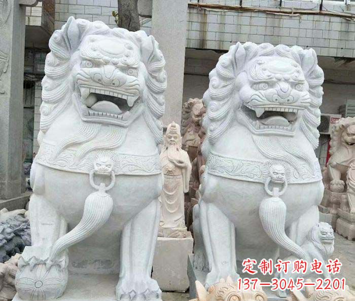 湖南企业景观大理石狮子石雕 (3)
