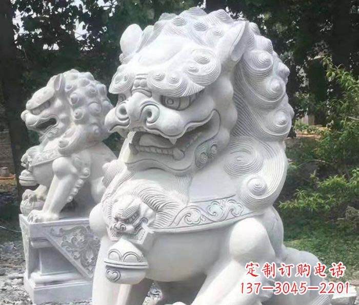 湖南企业景观大理石狮子石雕 (4)