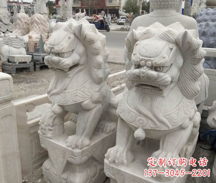 湖南企业景观大理石狮子石雕 (6)