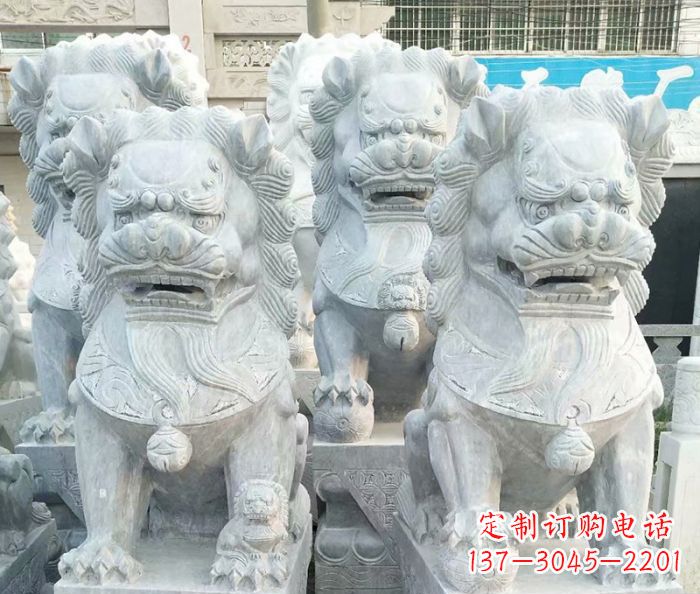 湖南企业景观大理石狮子石雕 (8)