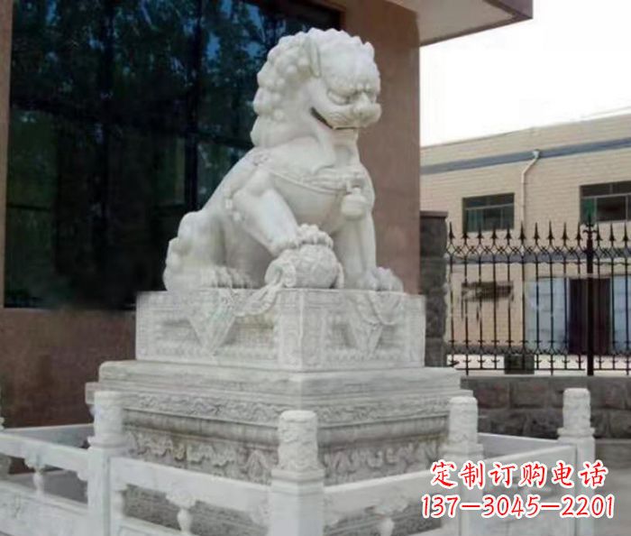 湖南企业景观大理石狮子石雕 (10)