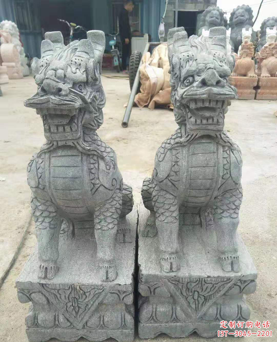 湖南古典雅致的麒麟石雕