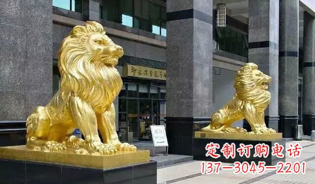 湖南鎏金西洋狮子铜雕——象征力量与尊贵
