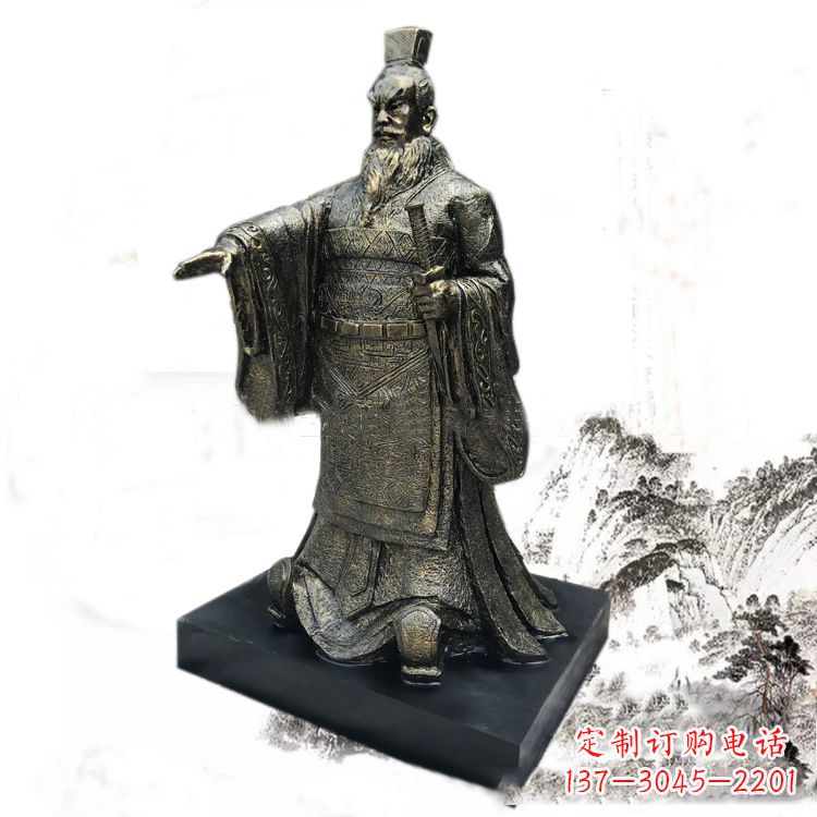 湖南精美秦始皇玻璃钢仿铜雕塑