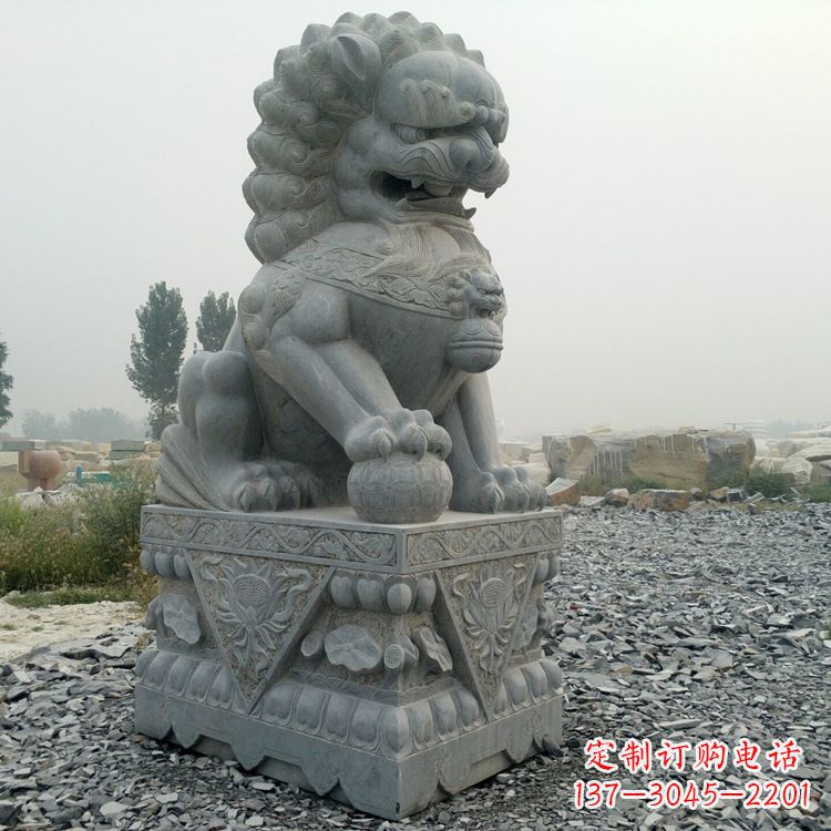 湖南青石北京狮子雕塑,雕刻传承千古之魅力