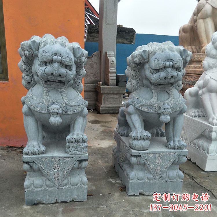 湖南精美的青石北京小狮子雕塑