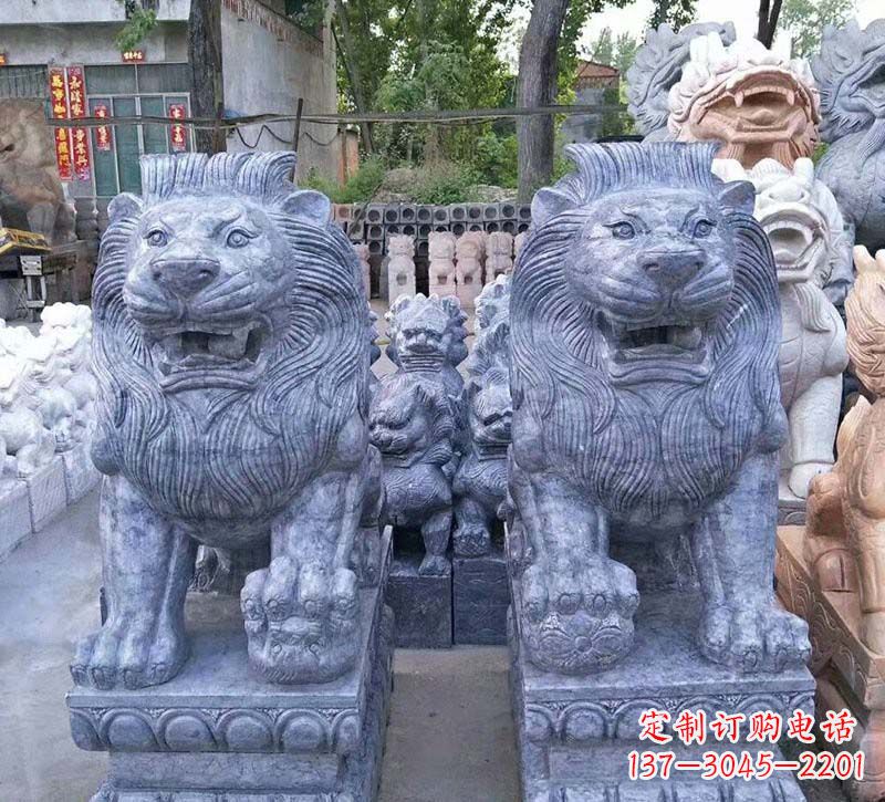 湖南青石仿古西洋狮子石雕,典雅大气