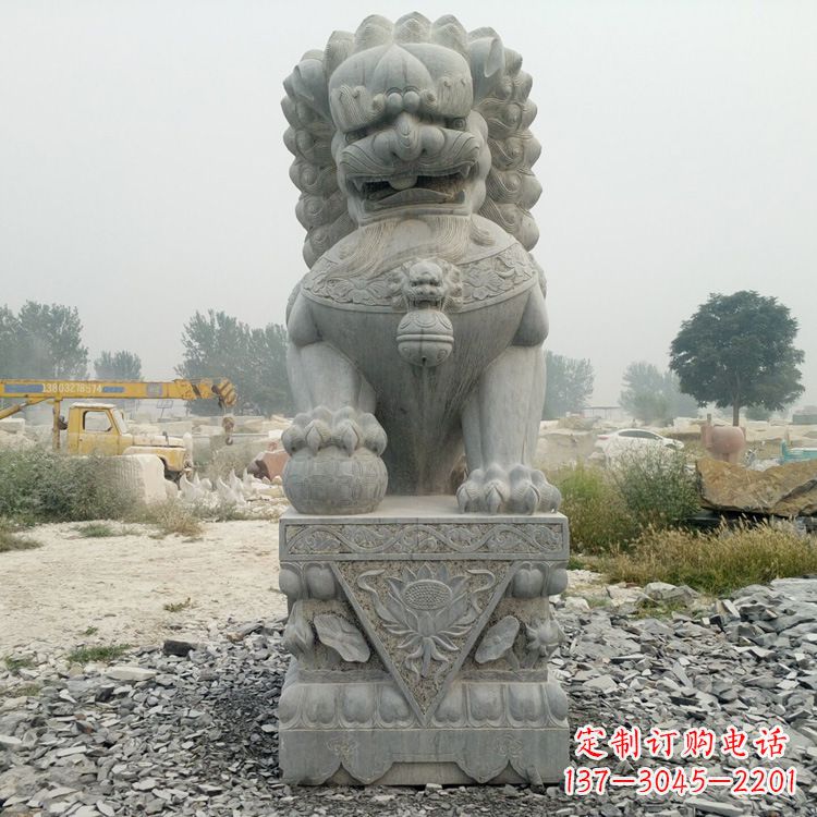 湖南完美雕刻,精美青石狮子雕塑
