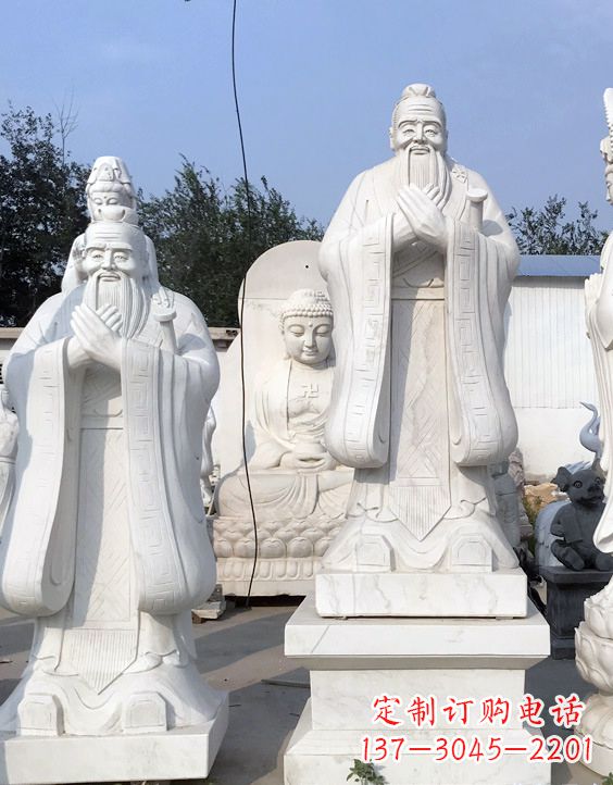 湖南青石孔子雕像