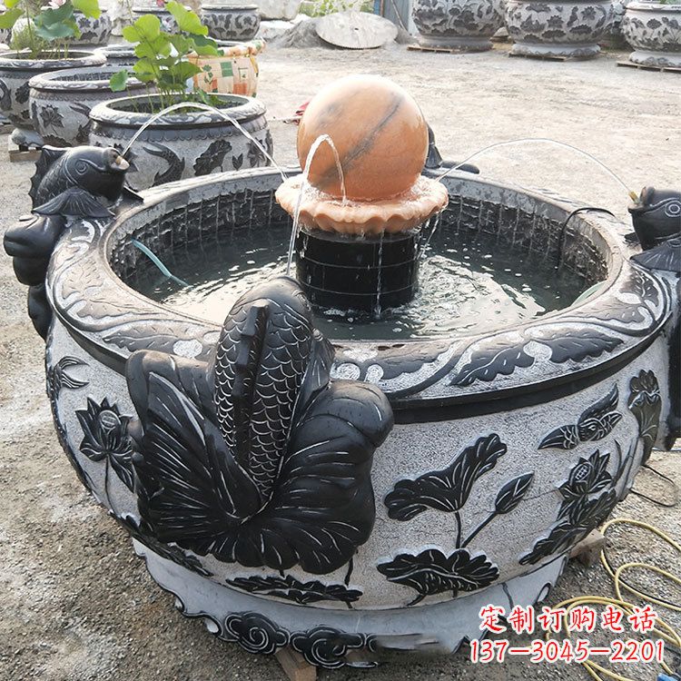 湖南青石鱼缸雕塑,装点您的生活