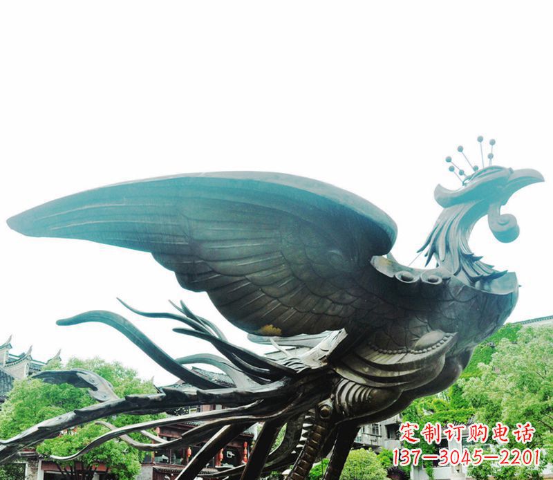 湖南青铜凤凰雕塑,传承古典魅力