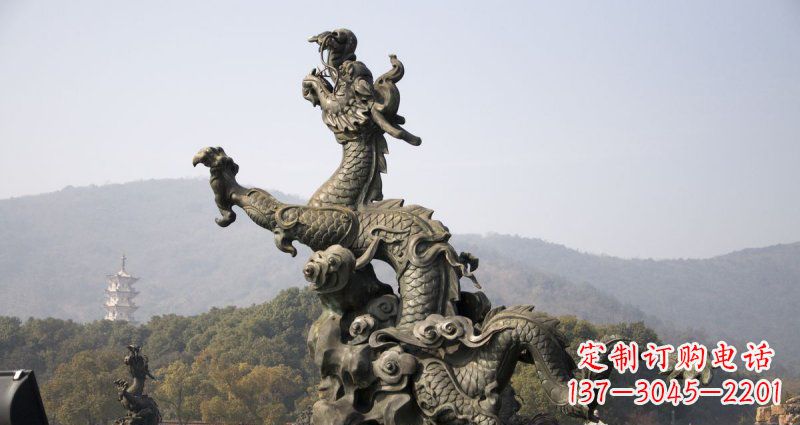 湖南中领雕塑|传统青铜神龙出水铜雕