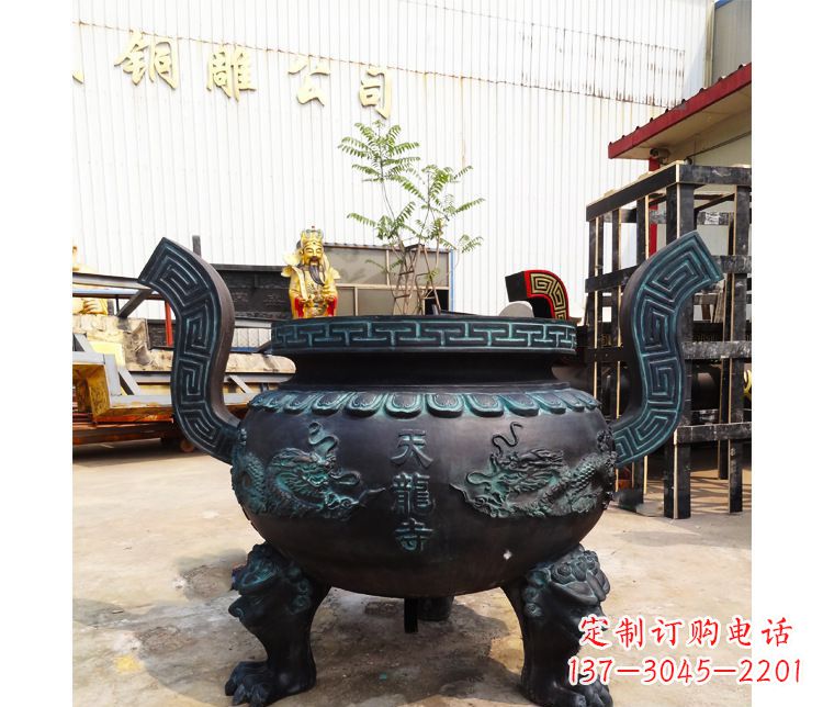 湖南精美青铜寺庙广场香炉雕塑