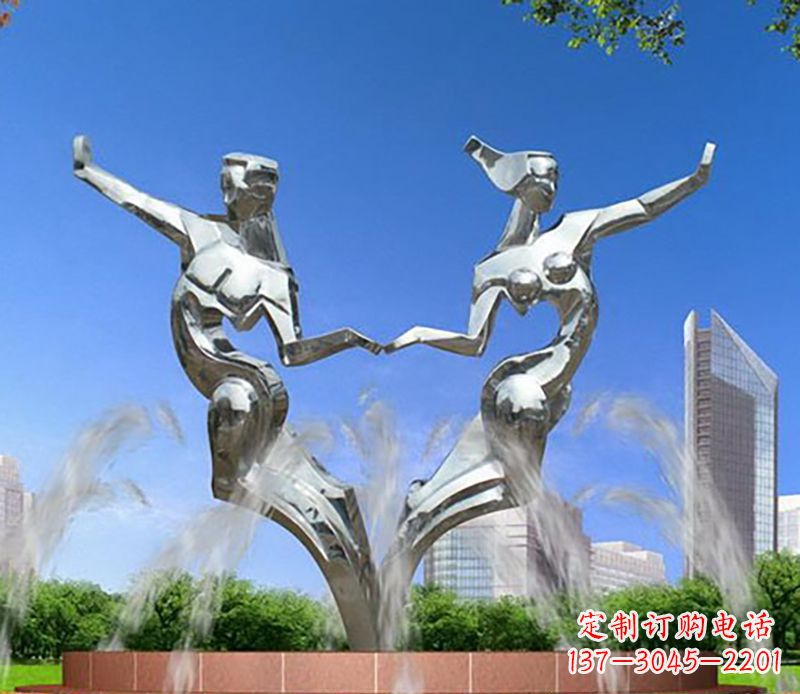 湖南爱情镌刻,不锈钢抽象情侣雕塑