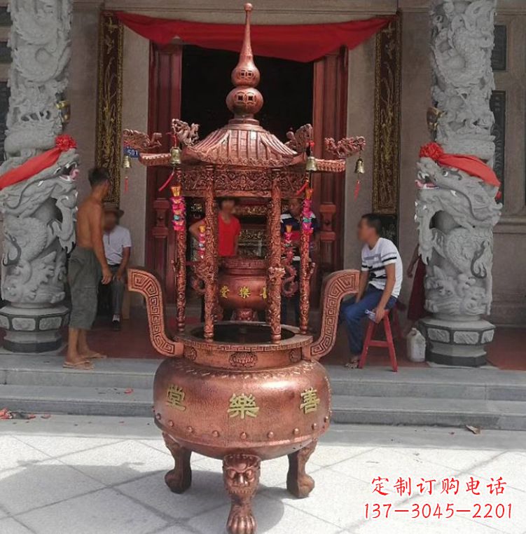 湖南精致全铜小香炉雕塑