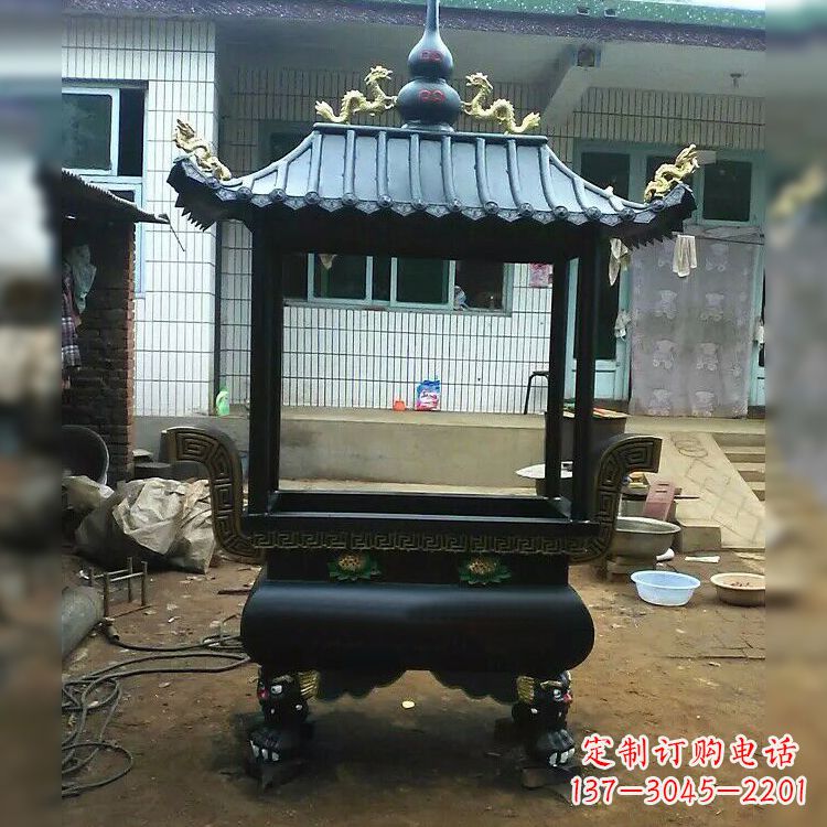 湖南中领雕塑精美全铜香炉古典雕塑