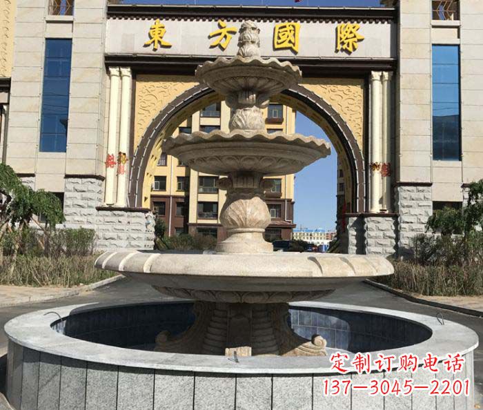 湖南三层欧式喷泉小区石雕