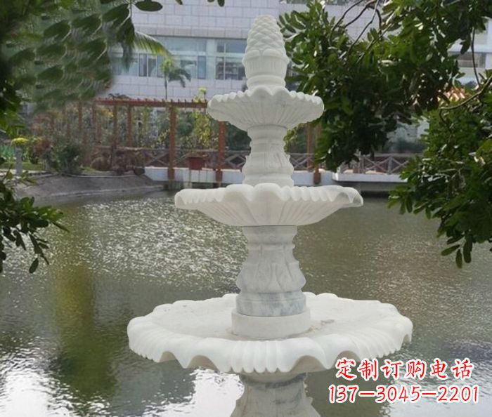 湖南三层喷泉汉白玉公园石雕