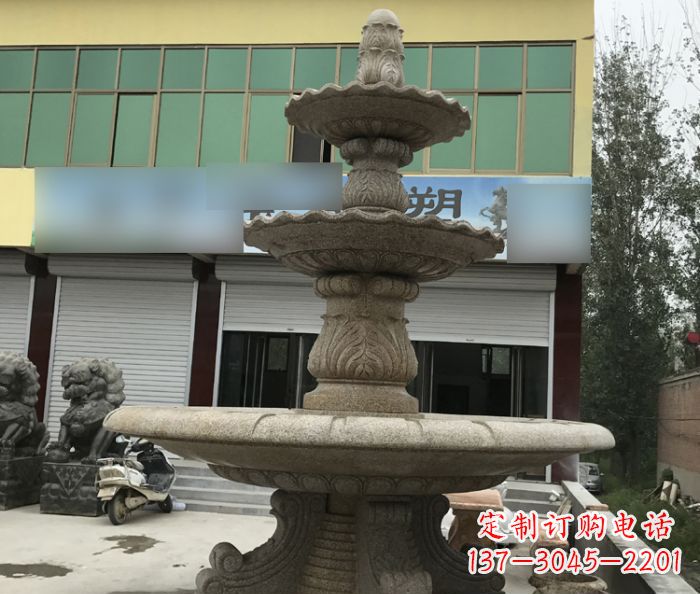 湖南三层砂岩喷泉别墅欧式石雕