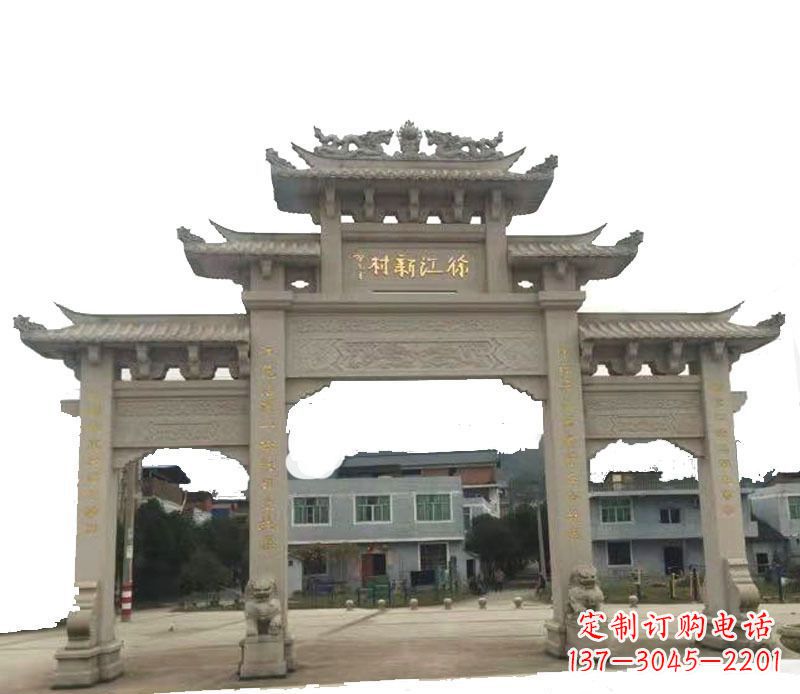 湖南三门牌坊仿古石雕,雕刻精美传承传统