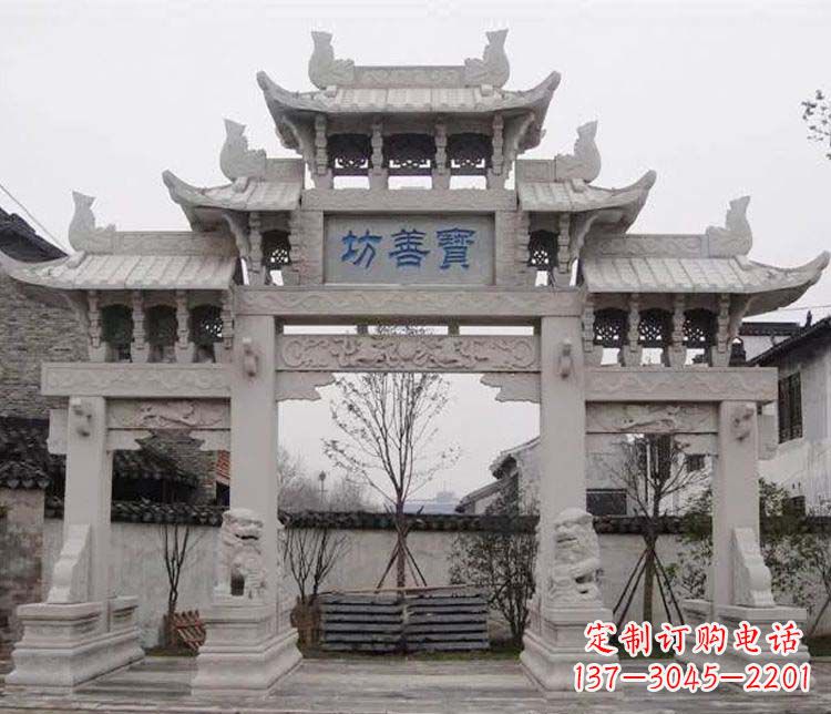 湖南领雕塑:精美石牌坊石雕艺术品
