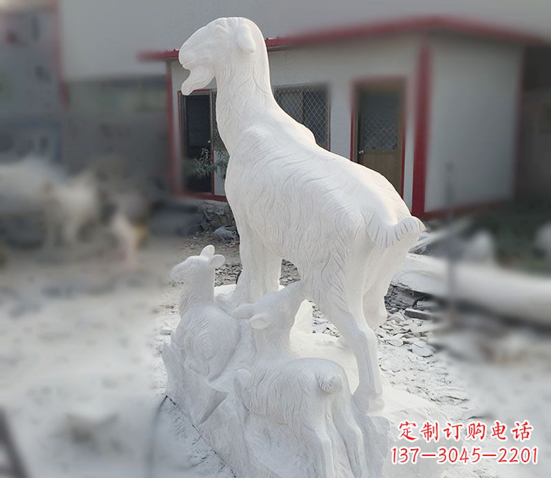 湖南三羊开泰石雕动物摆件,让你的家中充满招财运