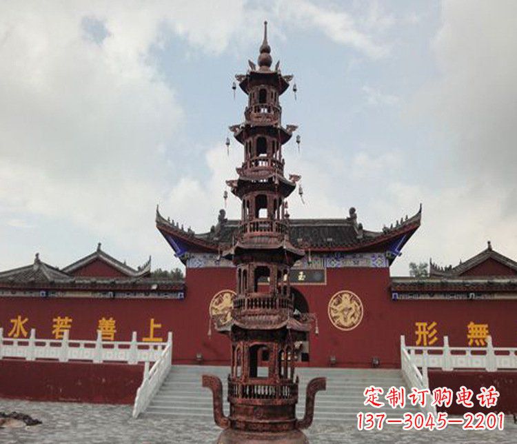 湖南三足铜香炉雕塑,精美绝伦