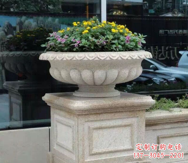 湖南精美大理石花盆雕塑