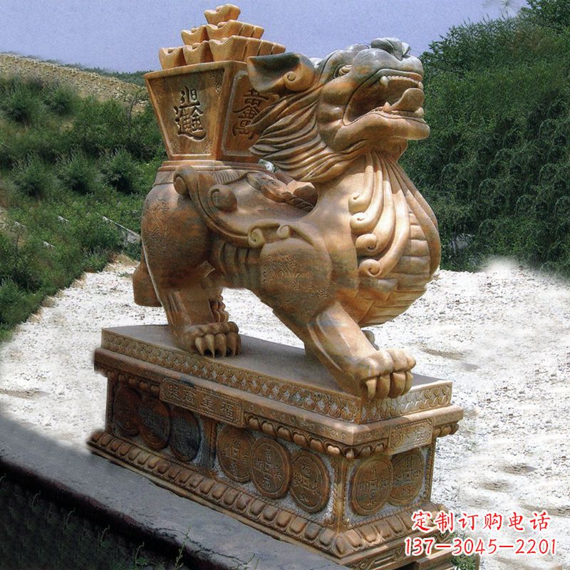 湖南商场企业看门神兽“日进斗金”招财貔貅石雕