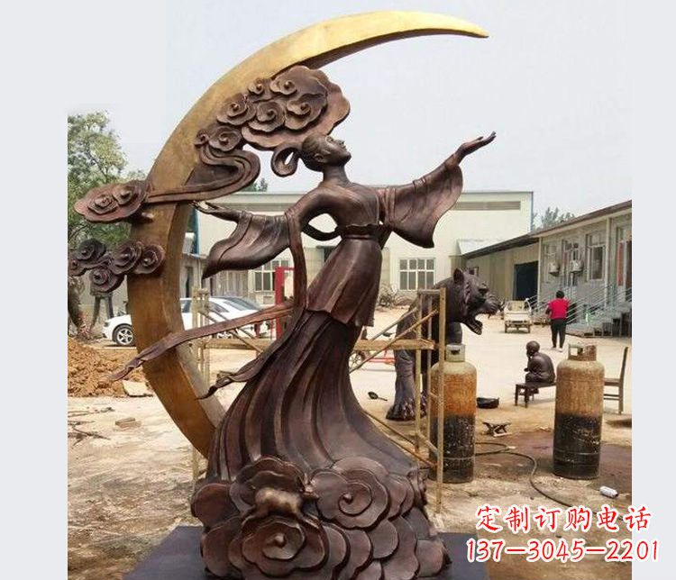 湖南神话人物嫦娥奔月铜雕