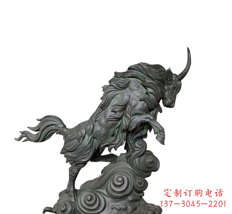 湖南神牛踏波绸缎精美铜雕