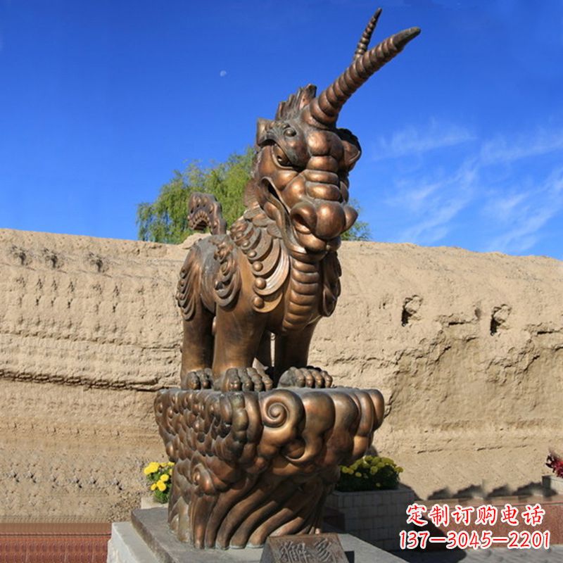湖南神兽獬豸古铜雕塑摆件