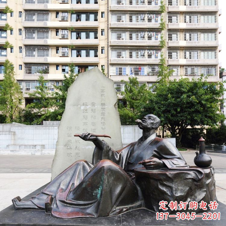 湖南诗圣杜甫草堂雕像-小区园林历史名人中国古代诗人情景雕塑