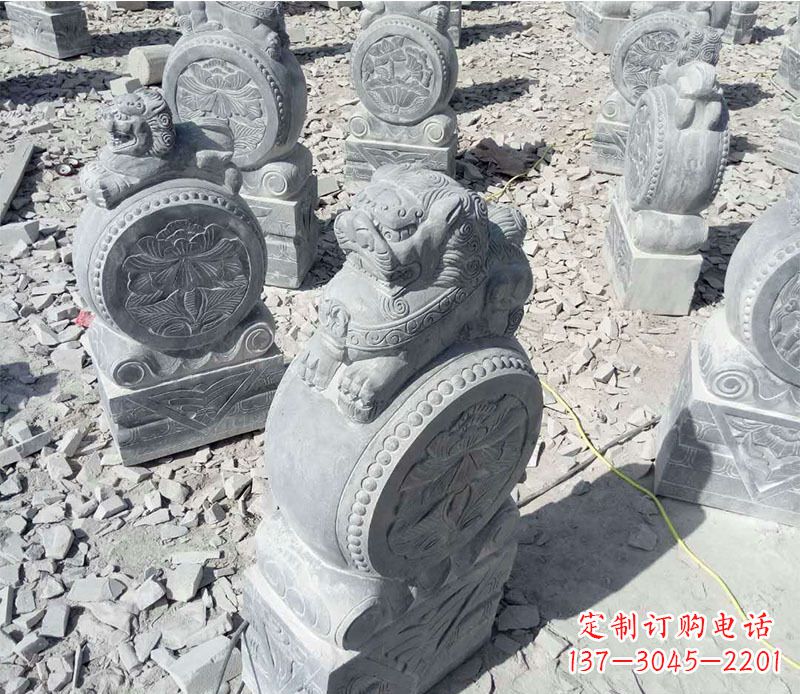湖南狮子抱鼓石招财门墩石雕,尊贵大气典雅