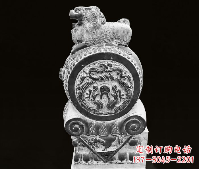湖南中领雕塑狮子石抱鼓仿古石门墩
