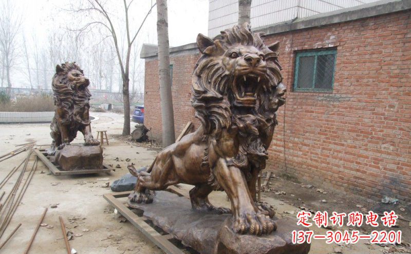 湖南狮子企业动物铜雕