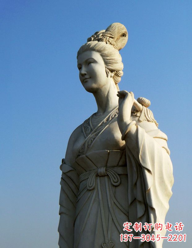 湖南十二花神九月菊花庞苏汉白玉美女雕像