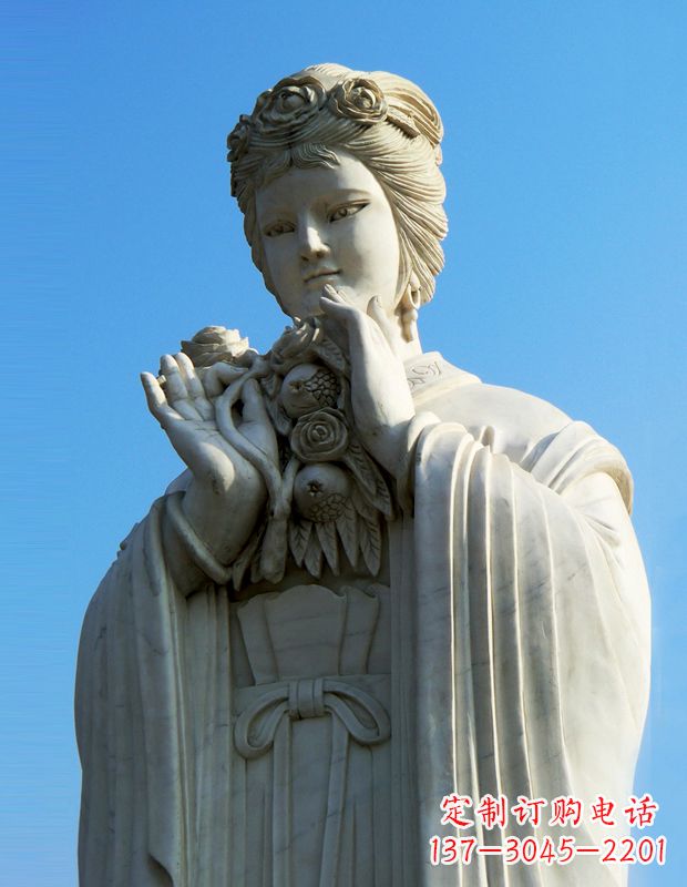 湖南石榴之美——十二花神之五月石榴李氏汉白玉古代美女雕像