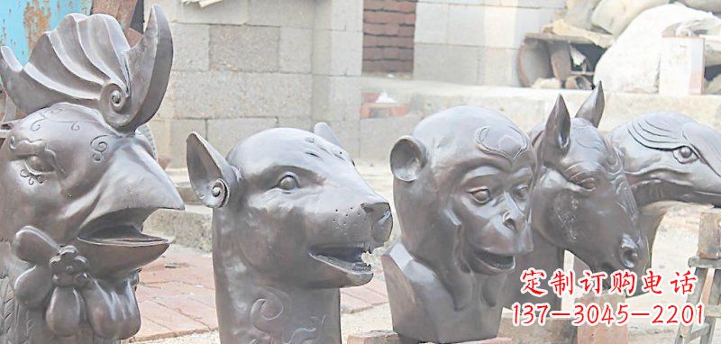 湖南十二生肖兽首动物铜雕