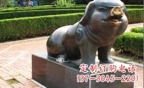 湖南古典中国十二生肖猪铜雕塑