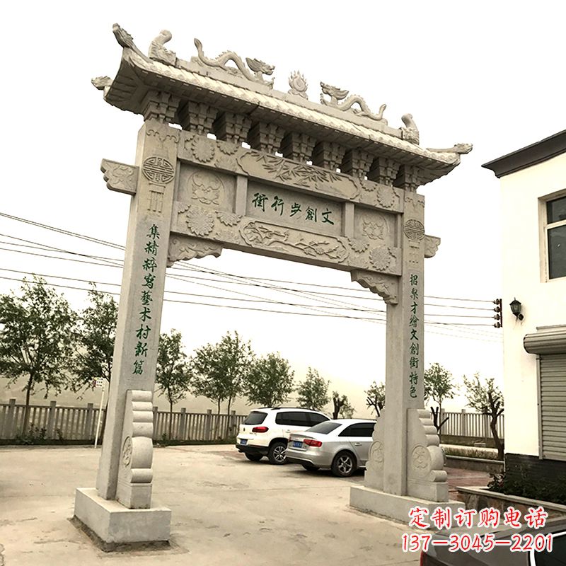 湖南欣赏古老石材牌坊雕塑