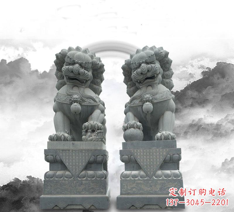 湖南石雕大理石狮子雕塑——定制精品雕塑