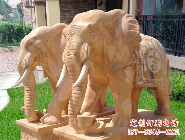湖南石雕大象风水的精美雕塑