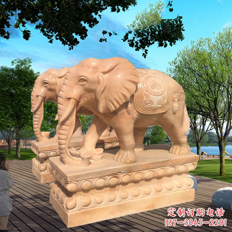 湖南石雕大象塑像