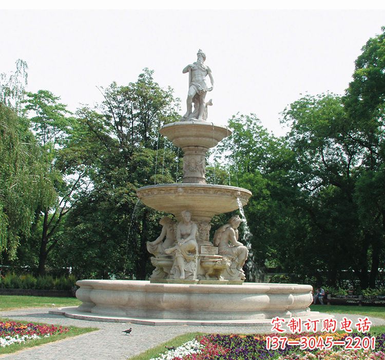 湖南石雕跌水喷泉塑型,给园林增添美感