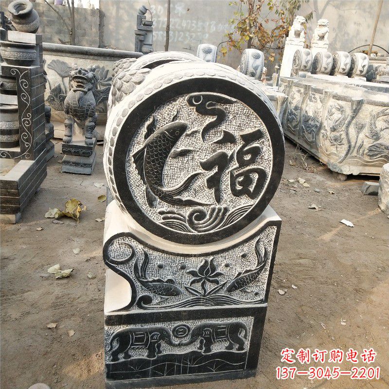 湖南石雕仿古抱鼓门墩