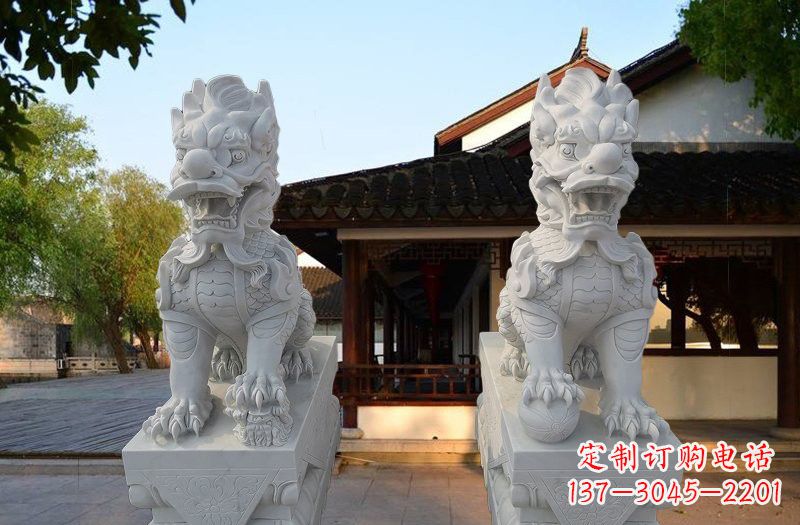 湖南精美汉白玉麒麟雕塑