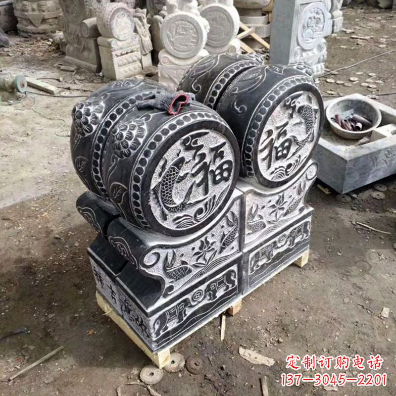 湖南中领雕塑-石雕门墩貔貅抱鼓