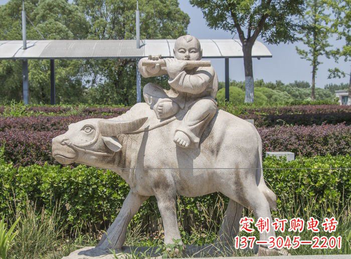 湖南石雕牧童牛雕塑,让传统气息永存