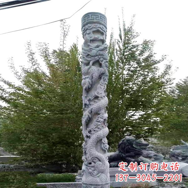湖南华贵典雅的石雕盘龙柱雕塑